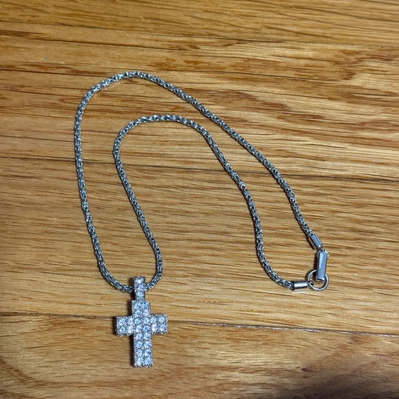 Swarovski Silver Cross Necklace - vintage